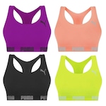 Kit Top Fitness Puma Nadador sem Costura - Feminino - 4 unidades ROXO/LARANJA CLA