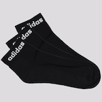 Kit Meia Cano Médio adidas Logo Linear Ankle - 3 Pares - Adulto PRETO