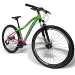 Bicicleta Aro 29 Drais Bi-Color - Freio Hidráulico - Câmbio Shimano - 24V - Feminina VERDE/ROSA