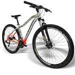 Bicicleta Aro 29 Drais Bi-Color - Freio Hidráulico - Câmbio Shimano - 24V - Feminina PRATA/LARANJA