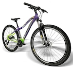 Bicicleta Aro 29 Drais Bi-Color - Freio Hidráulico - Câmbio Shimano - 24V - Feminina ROXO/VERDE