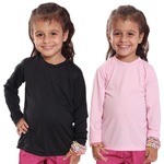 Kit Camisetas Manga Longa Dellas Fit Térmica - 2 Unidades - Infantil ROSA/PRETO