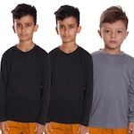 Kit Camisetas Manga Longa Dellas Fit Térmica - 3 Unidades - Infantil PRETO/CINZA