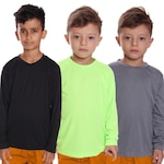 Kit Camisetas Manga Longa Dellas Fit Térmica - 3 Unidades - Infantil PRETO/VERDE