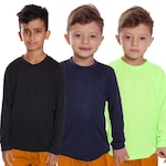 Kit Camisetas Manga Longa Dellas Fit Térmica - 3 Unidades - Infantil Verde/Azul