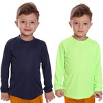 Kit Camisetas Manga Longa Dellas Fit Térmica - 2 Unidades - Infantil Verde/Azul