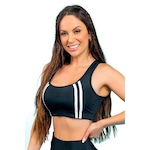 Top Fitness com Bojo Manalinda Sobreposto - Feminino PRETO