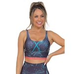 Top Fitness Manalinda Black & Blue - Feminino ESTAMPADO