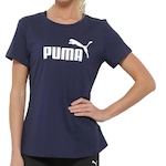 Camiseta Puma Manga Curta Essentials Logo - Feminina AZUL ESC/BRANCO