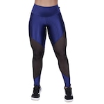 Calça Legging Orbis Fitness Cirrê 3D Recortes Tela Cós Alto - Feminina AZUL ESC/AZUL