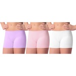 Kit Calcinhas Boxer Selene Sem Costura - 3 Unidades - Infantil BRANCO/ROSA