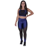 Conjunto Orbis Fitness com Calça Legging Recortes Tela + Top Frente Única com Bojo - Feminino AZUL ESC/AZUL