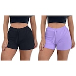 Kit Shorts PMC Canelado - 2 unidades - Feminino PRETO/ROXO