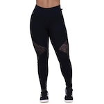 Calça Legging Orbis Fitness Suplex Poliamida Recorte Tela Cós Alto - Feminina PRETO