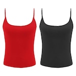 Kit Camisetas Regata PMC de Alcinha Básica - 2 Unidades - Feminina Vermelho/Preto