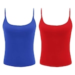 Kit Camisetas Regata PMC de Alcinha Básica - 2 Unidades - Feminina AZUL/VERMELHO