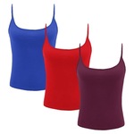 Kit Camisetas Regata de Alcinha Pmc Básica - 3 Unidades - Feminina AZUL/VERMELHO