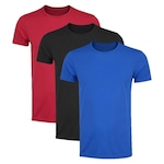 Kit Camisetas PMC Básica - 3 Unidades - Masculina VERMELHO/AZUL