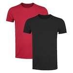 Kit Camisetas PMC Básica - 2 Unidades - Masculina Vermelho/Preto