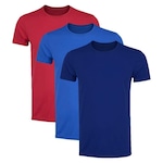 Kit Camisetas PMC Básica - 3 Unidades - Masculina AZUL/VERMELHO