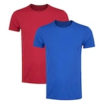 Kit de Camiseta PMC Básica - 2 Unidades - Masculina VERMELHO/AZUL