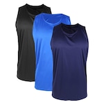 Kit Camisetas Regatas PMC Básica - 3 Unidades - Masculina AZUL/PRETO