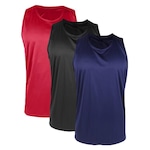 Kit Camisetas Regatas PMC Básica - 3 Unidades - Masculina VERMELHO/AZUL ESC