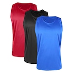 Kit Camisetas Regatas PMC Básica - 3 Unidades - Masculina VERMELHO/AZUL