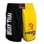 Calção Short Muay Thai Progne Orient - Masculino PRETO/AMARELO