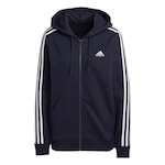 Jaqueta com Capuz adidas Regular Essentials 3-Stripes - Feminina AZUL/BRANCO