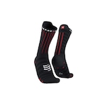 Meia de Compressão Cano Médio Compressport V4.0 Aero Socks - Unissex PRETO/VERMELHO