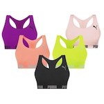 Kit Top Fitness Puma Nadador Sem Costura - Feminino - 5 Unidades Preto/Roxo Cla