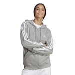 Jaqueta com Capuz adidas Essentials 3-Stripes - Feminina CINZA/BRANCO