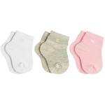 Kit Meia Cano Médio Lupo Baby com 9 Pares - Infantil BRANCO/ROSA