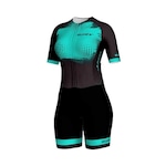 Macaquinho de Ciclismo ERT New Elite Tourmaline Forro Gel - Feminino PRETO/AZUL