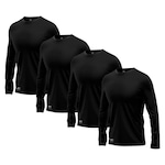 Kit Camisetas Segunda Pele Térmica Mants com Proteção UV 30+ Manga Longa 4 Unds - Masculina PRETO