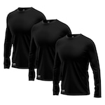 Kit Camisetas Segunda Pele Térmica Mants com Proteção UV 30+ Manga Longa 3 Unds - Masculina PRETO