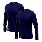 Kit Camisetas Segunda Pele Térmica Mants com Proteção UV 30+ Manga Longa 2 Unds - Masculina AZUL ESCURO