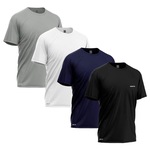 Kit Camisetas Térmica Mants Dry Fit Estampa Refletiva - 4 Unds - Masculina BRANCO/CINZA