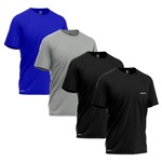 Kit Camisetas Térmica Mants Dry Fit Estampa Refletiva - 4 Unds - Masculina AZUL/CINZA