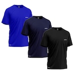 Kit Camisetas Térmica Mants Dry Fit Estampa Refletiva - 3 Unds - Masculina PRETO/AZUL