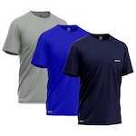 Kit Camisetas Térmica Mants Dry Fit Estampa Refletiva - 3 Unds - Masculina CINZA/AZUL