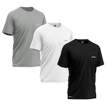 Kit Camisetas Térmica Mants Dry Fit Estampa Refletiva - 3 Unds - Masculina CINZA/BRANCO