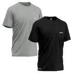 Kit Camisetas Térmica Mants Dry Fit Estampa Refletiva - 2 Unds - Masculina PRETO/CINZA