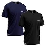 Kit Camisetas Térmica Mants Dry Fit Estampa Refletiva - 2 Unds - Masculina AZUL/PRETO