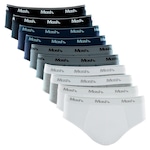 Kit Cueca Slip Mash 10 Peças Masculina Algodão Elástico BRANCO/AZUL