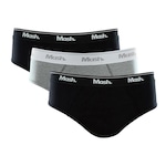 Kit Cuecas Slip Mash Algodão - 3 unidades - Adulto Preto/Preto