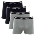 Kit Cueca Boxer Mash Algodão Elástico - 4 Unidades - Masculina PRETO/CINZA