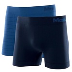 Cueca Boxer Mash Microfibra sem Costura - 2 Unidades - Adulto AZUL/AZUL ESC