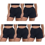 Kit Shorts PMC Canelado - 5 unidades - Feminino PRETO